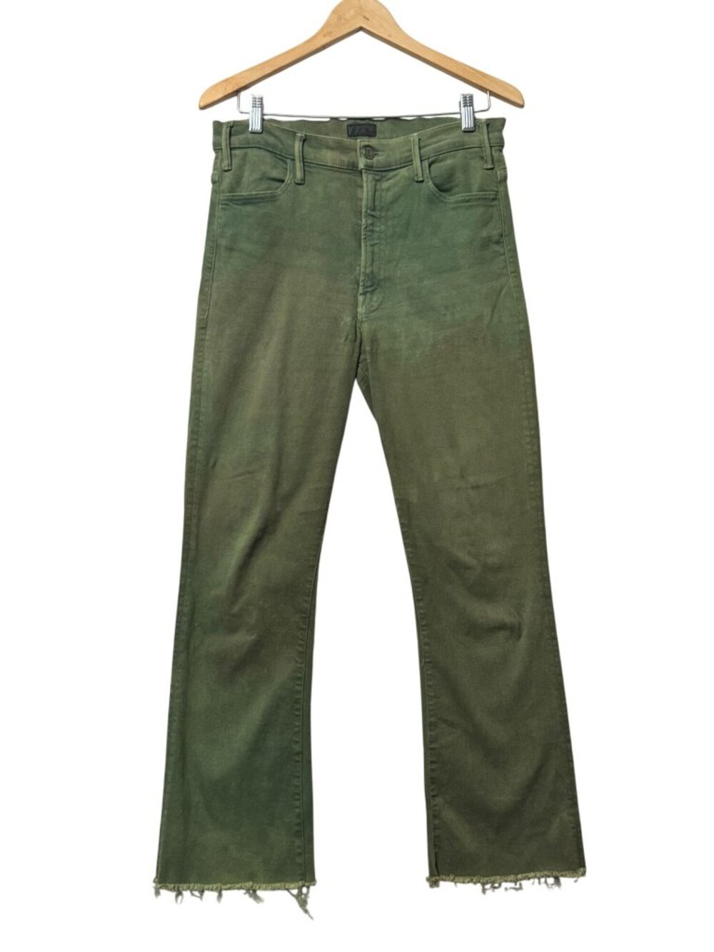Mother The Hustler Ankle Fray Green-Brown Marbled Jeans Size 30 USA-Made